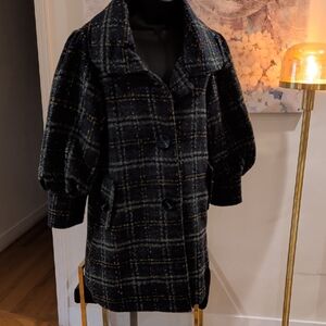 Hazel Plaid Women's Peacoat Jacket Size L